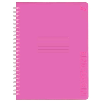 Тетрадь 48л. А5 клетка силиконовая спираль Neon. Pink пластиковая обложка (BG )