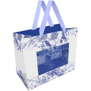 Сумка подарочная 23*18*10см  Blue flowers матовая ламинация (MESHU)