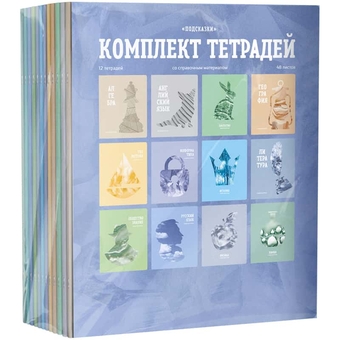 Комплект (12 шт) предметных тетрадей 48л. "Подсказки" (BG)