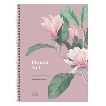 Тетрадь 100л. А4 клетка спираль Flower art (BG)
