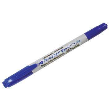 Маркер Crown перманентный двусторонний цвет синий толщина линии 2мм/1мм 