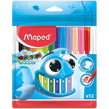 Фломастеры 12 цветов "Color Pep's Ocean" смываемые (Maped)