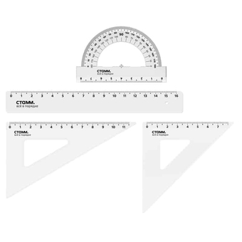 Набор чертежный (линейка 16см, 2 треугольника, транспортир) (Стамм)