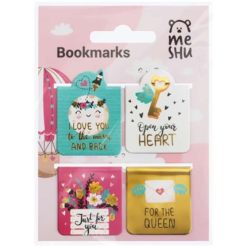 Закладки магнитные Key to heart размер 75*150мм 4шт.(MESHU)