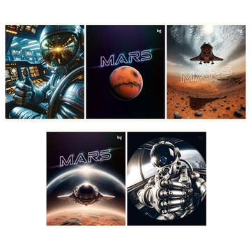 Тетрадь 48л. А5 клетка скрепка Mars  (BG)      