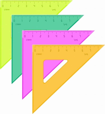 Угольник 45/70 пластик прозрачный флуоресцентный 4 цв (Стамм)