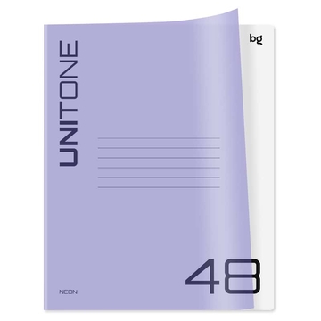 Тетрадь 48л. А5 клетка скрепка UniTone. Neon пластиковая обложка неон сиреневый (BG)