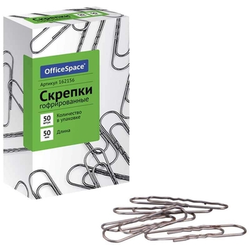 Скрепки 50мм в упак 50шт гофрированнные (Office Space)