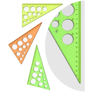 Угольник 30/190 пластик прозрачный флюоресцентный с окружностями(Стамм)