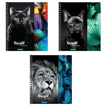 Тетрадь 80л. А5 клетка спираль Животные. Bright&blak (BG)