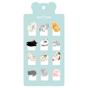 Закладки с липким слоем пластиковые фигурные Sweet kitty 12 шт по 20л (Meshu)