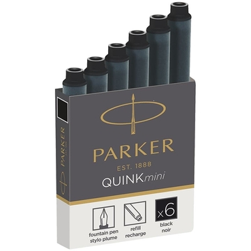 Ампула для перьевой ручки черный "Cartridge Quink Mini" (Parker) упаковка 6шт
