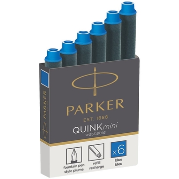 Ампула для перьевой ручки синий "Cartridge Quink Mini" (Parker) упаковка 6шт