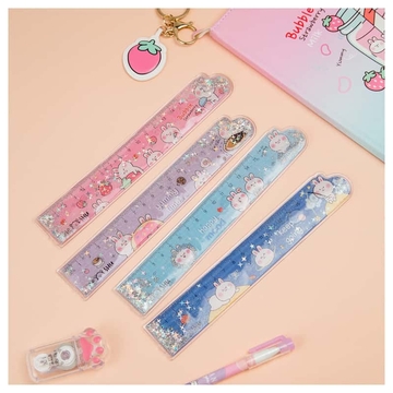 Линейка 15 см Bubble bunny с блестками (Meshu)
