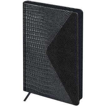 Ежедневник недатир. ф.А5 кожзам "Reptile Steel" черный 272с (BG)