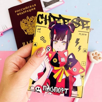 Обложка на паспорт ПСТ-41 Девочка с котиками CHEESE