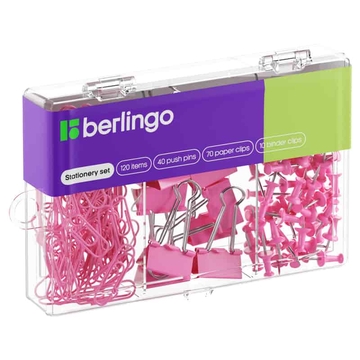 Набор мелкоофисных принадлежностей 120 предметов цвет розовый пластиковая упаковка (Berlingo)