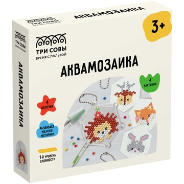 Аквамозаика "Лесные животные" набор инструментов  трафареты (ТРИ СОВЫ)