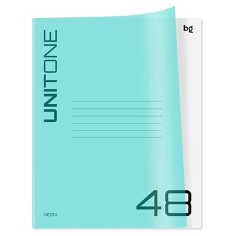 Тетрадь 48л. А5 клетка скрепка UniTone. Neon  пластиковая обложка  неон голубой (BG)