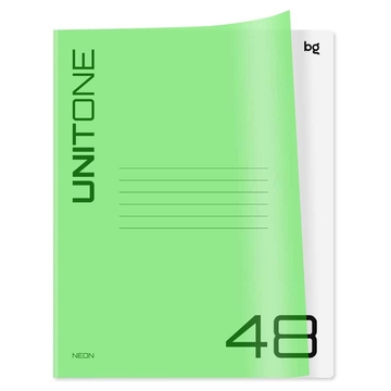 Тетрадь 48л. А5 клетка скрепка UniTone. Neon  пластиковая обложка  неон салатовый (BG)