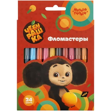 Фломастеры 24 цвета "Чебурашка" смываемые (Мульти-Пульти)