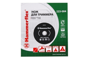 Нож для триммера Hammer Flex 223-004  закаленная сталь, 3 зуба, толщина 1,4 мм, d=255 мм