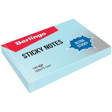 Бумага с лип.слоем 100*75мм Berlingo Ultra Sticky цвет голубой пастель 100л.