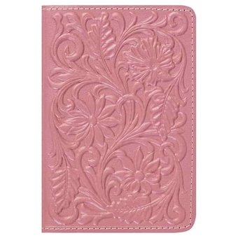 Обложка для паспорта кожа розовый тиснение Цветы (Кожевенная мануфактура)