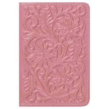 Обложка для паспорта кожа розовый тиснение Цветы (Кожевенная мануфактура)