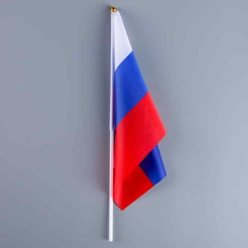 Флаг России 20 х 30 см шток 40 см полиэфирный шёлк  2763500