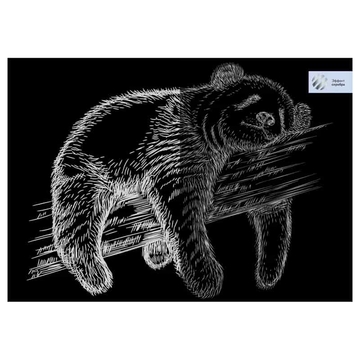 Гравюра "Спящая панда" с эффектом серебра А4  (ТРИ СОВЫ)