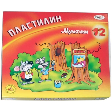 Пластилин 12 цветов 240г. "Мультики" + стек (ГАММА)