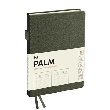 Ежедневник датированный 2025г ф.A6  кожзам "Palm. Dark khaki" темно-зеленый (BG)