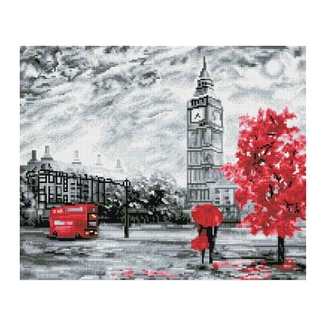 Алмазная мозаика Красный Лондон 40*50см холст  (ТРИ СОВЫ)
