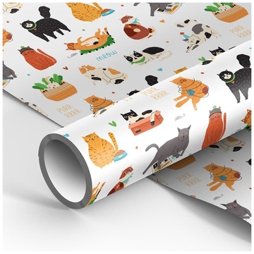 Бумага упаковочная World of Cats 70*100см 1лист 90г/м2 (MESHU) 