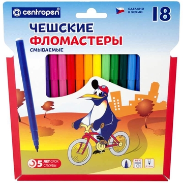 Фломастеры 18 цветов "Пингвины" (Centropen)