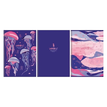 Тетрадь 80л. А4 клетка спираль Wonderful матовая ламинация тиснение фольгой (BG)