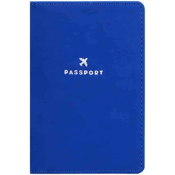 Обложка для паспорта кожзам "Journey" синий тиснение фольгой (OfficeSpace)