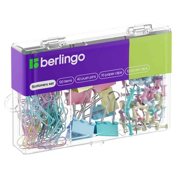 Набор мелкоофисных принадлежностей 120 предметов ассорти пастель пластиковая упаковка (Berlingo)