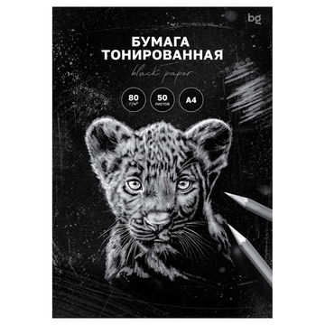 Бумага цветная тонированная черная  50л. А4 для печати и эскизов 80г/м2 (BG)