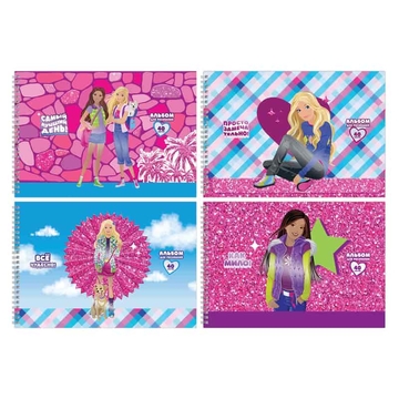 Альбом для рисования 40л. А4 спираль Barbie Style выб. лак блестки (BG)