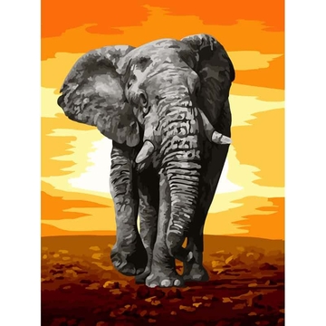 Картина по номерам на холсте "Слон" 30*40см с акриловыми красками и кистями (ТРИ СОВЫ)