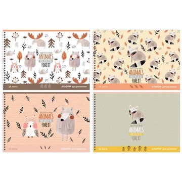 Альбом для рисования 32л. А4 спираль Animals forest (BG)