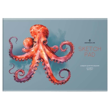 Альбом для рисования 24л. А4 скрепка Octopus (Greenwich Line)